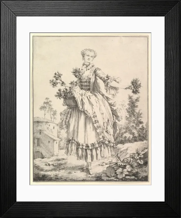 Framed Print : Flower Girl, 18th century. Creator: Francois Boucher Framed Print : Flower Girl, 18th century. Creator: Francois Boucher