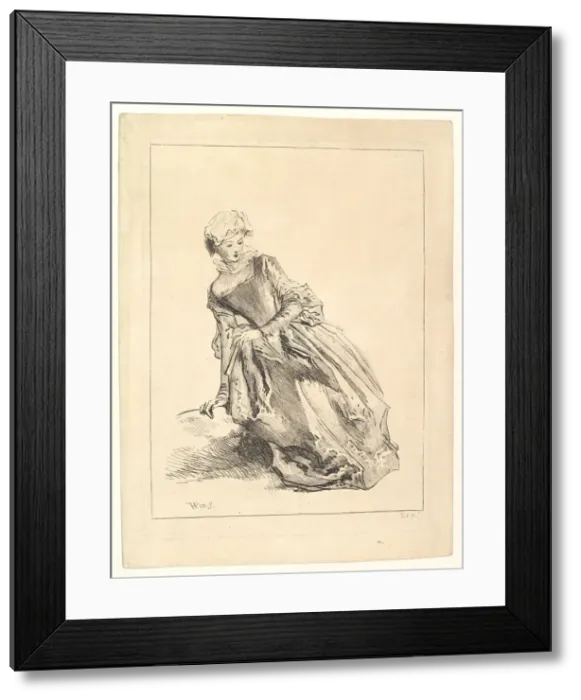 Framed Print : Woman leaning to left, 1722-28. Creator: Francois Boucher Framed Print : Woman leaning to left, 1722-28. Creator: Francois Boucher