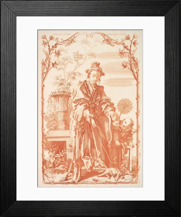 Framed Print : Woman Playing with a Cat, 19th century. Creator: Unknown Framed Print : Woman Playing with a Cat, 19th century. Creator: Unknown