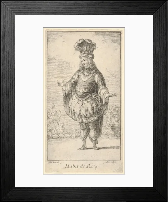 Framed Print : Habit de Roy: a man wearing a tonnelet decorated with rosettes, a crown and a turban w Framed Print : Habit de Roy: a man wearing a tonnelet decorated with rosettes, a crown and a turban w