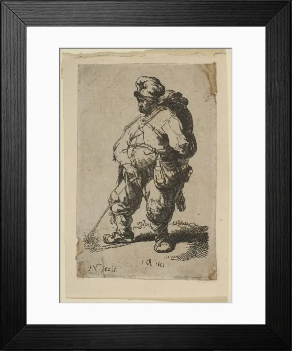 Framed Print : A Man Making Water, 18th century. Creator: Francois Vivares Framed Print : A Man Making Water, 18th century. Creator: Francois Vivares
