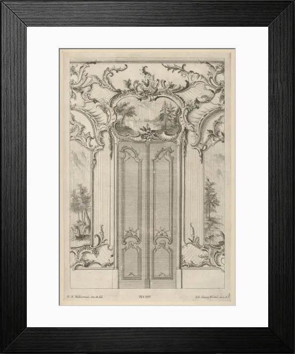 Framed Print : Wall Elevation with a Double Door, from Wandfüllungen, ca. 1748-70 Framed Print : Wall Elevation with a Double Door, from Wandfüllungen, ca. 1748-70