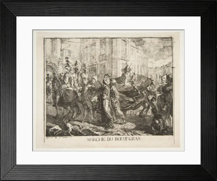 Framed Print : Marchedu boeuf gras, 1750. Creator: Gabriel de Saint-Aubin Framed Print : Marchedu boeuf gras, 1750. Creator: Gabriel de Saint-Aubin