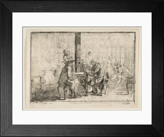 Framed Print : Les Nouvellistes, 1752. Creator: Gabriel de Saint-Aubin Framed Print : Les Nouvellistes, 1752. Creator: Gabriel de Saint-Aubin