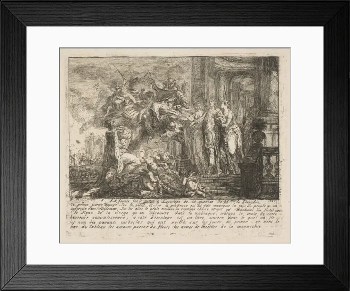 Framed Print : Allegorie sur la Convalescence du Dauphin, 1752. Creator: Gabriel de Saint-Aubin Framed Print : Allegorie sur la Convalescence du Dauphin, 1752. Creator: Gabriel de Saint-Aubin