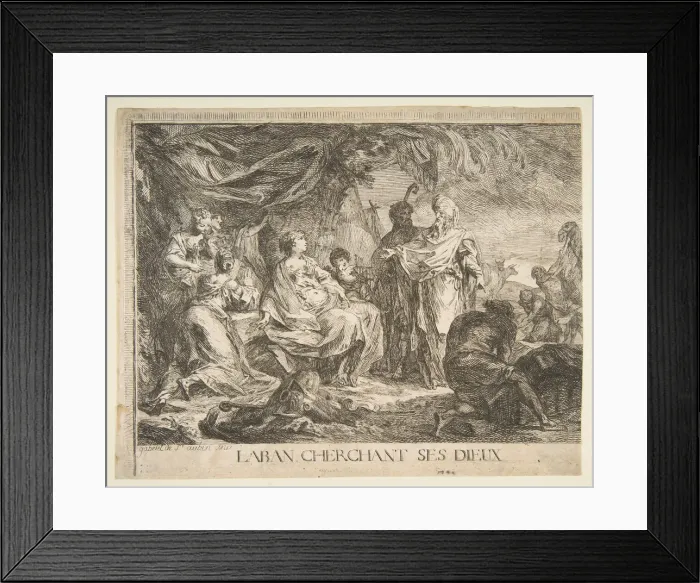 Framed Print : Laban cherchent ses dieux, 1753. Creator: Gabriel de Saint-Aubin Framed Print : Laban cherchent ses dieux, 1753. Creator: Gabriel de Saint-Aubin