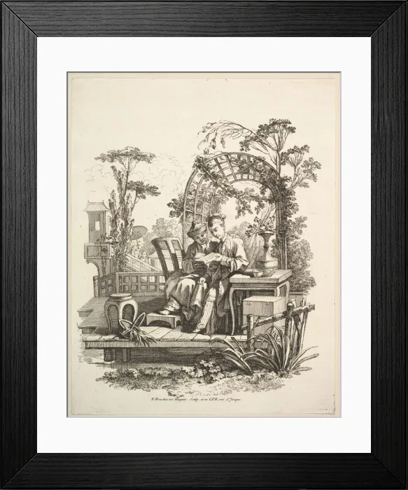Framed Print : Man and Woman Reading, ca. 1742. Creator: Gabriel Huquier Framed Print : Man and Woman Reading, ca. 1742. Creator: Gabriel Huquier