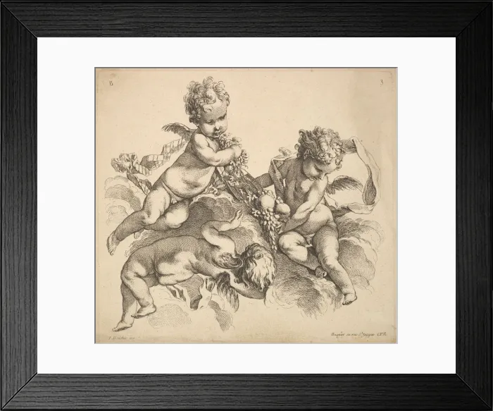 Framed Print : Three Children with a Fruit Plate, 1738-45. Creator: Gabriel Huquier Framed Print : Three Children with a Fruit Plate, 1738-45. Creator: Gabriel Huquier
