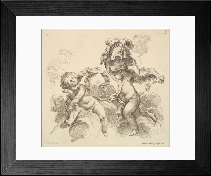 Framed Print : Two Children, One With A Sword, Another With A Helmet. Creator: Gabriel Huquier