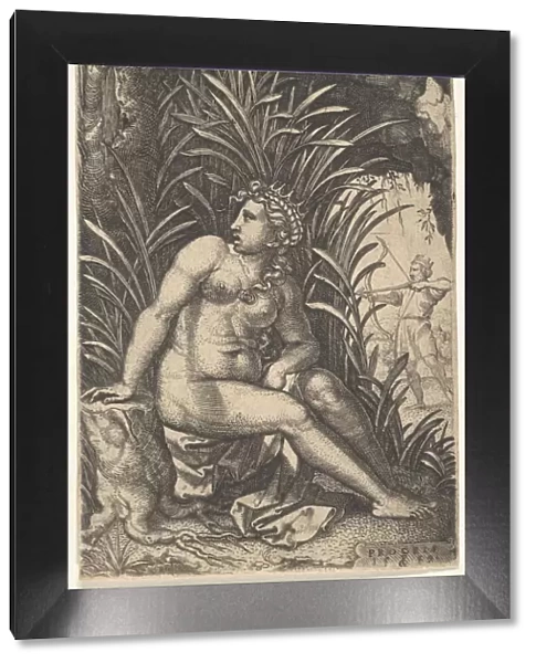 Cephalus and Procris: Procris turns her head over her right shoulder while seated nude in
