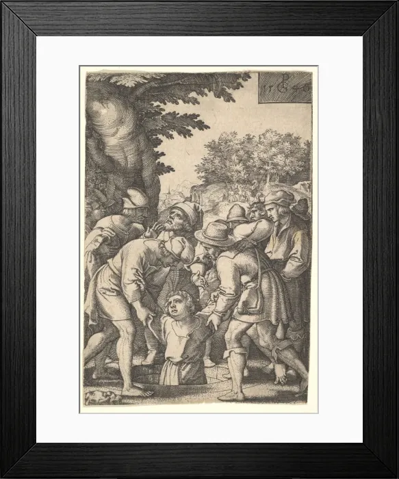 Framed Print : Joseph lowered into a well by his brothers, from the series The Story of Joseph, 1546 Framed Print : Joseph lowered into a well by his brothers, from the series The Story of Joseph, 1546