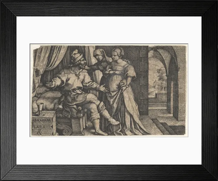 Framed Print : Sarah presenting Hagar to Abraham, who sits at the foot of a bed, from the series Framed Print : Sarah presenting Hagar to Abraham, who sits at the foot of a bed, from the series