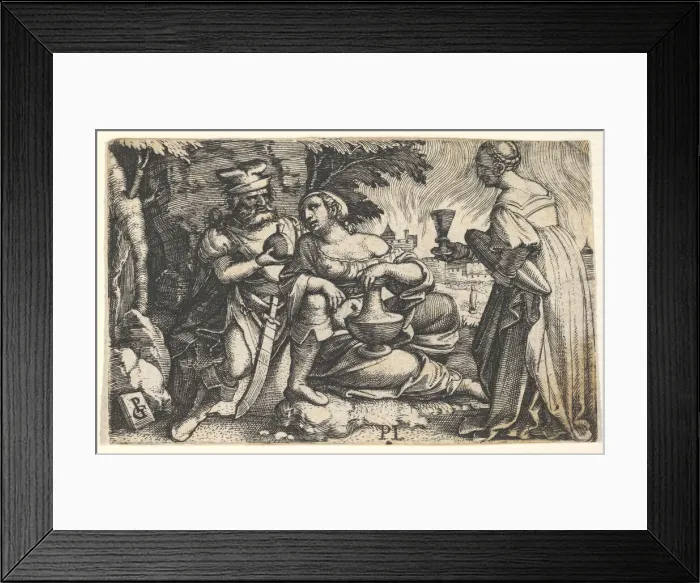Framed Print : Lot and his daughters: a daughter at center rests her right arm on Lots knee and a ve Framed Print : Lot and his daughters: a daughter at center rests her right arm on Lots knee and a ve