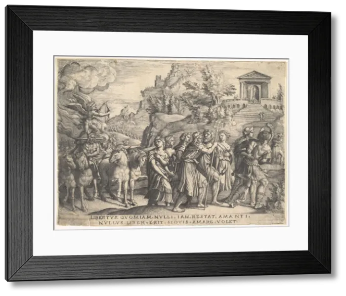 Framed Print : Triumph of Love: four horses draw a carriage with Cupid standing upon a smoking platfo Framed Print : Triumph of Love: four horses draw a carriage with Cupid standing upon a smoking platfo