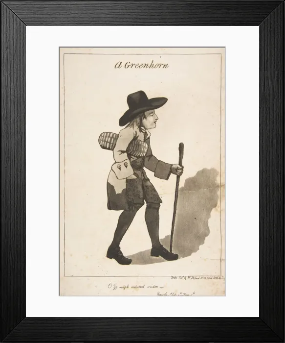 Framed Print : A Greenhorn, December 1, 1790. Creator: George Moutard Woodward Framed Print : A Greenhorn, December 1, 1790. Creator: George Moutard Woodward