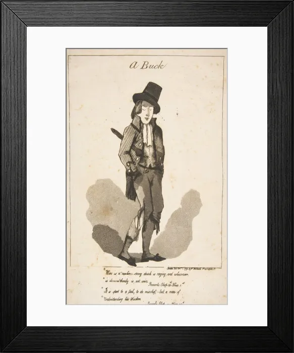 Framed Print : A Buck, December 1, 1790. Creator: George Moutard Woodward Framed Print : A Buck, December 1, 1790. Creator: George Moutard Woodward