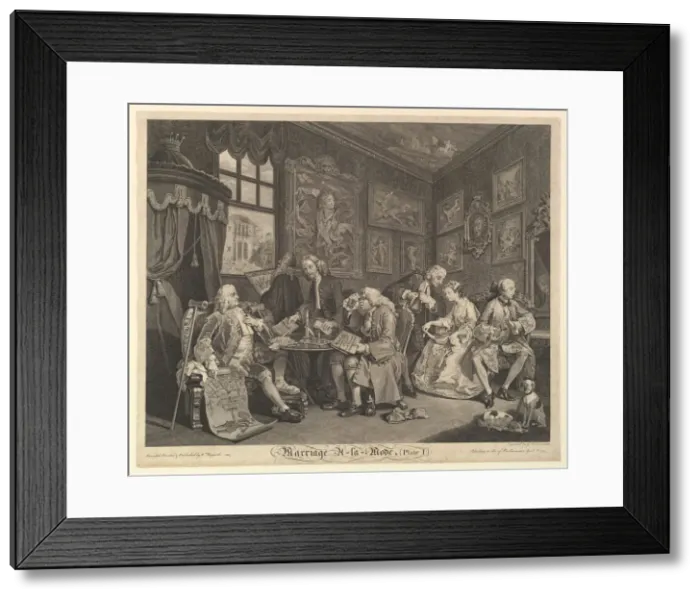 Framed Print : Marriage A-la-Mode, Plate I, April 1, 1745. Creator: Gerard Jean-Baptiste Scotin Framed Print : Marriage A-la-Mode, Plate I, April 1, 1745. Creator: Gerard Jean-Baptiste Scotin