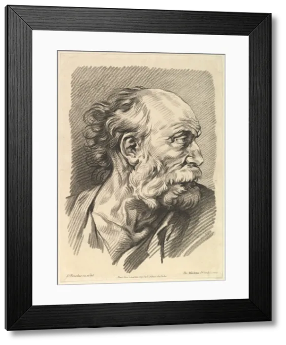 Framed Print : Head of a Man, mid-18th century. Creator: Gilles Demarteau Framed Print : Head of a Man, mid-18th century. Creator: Gilles Demarteau