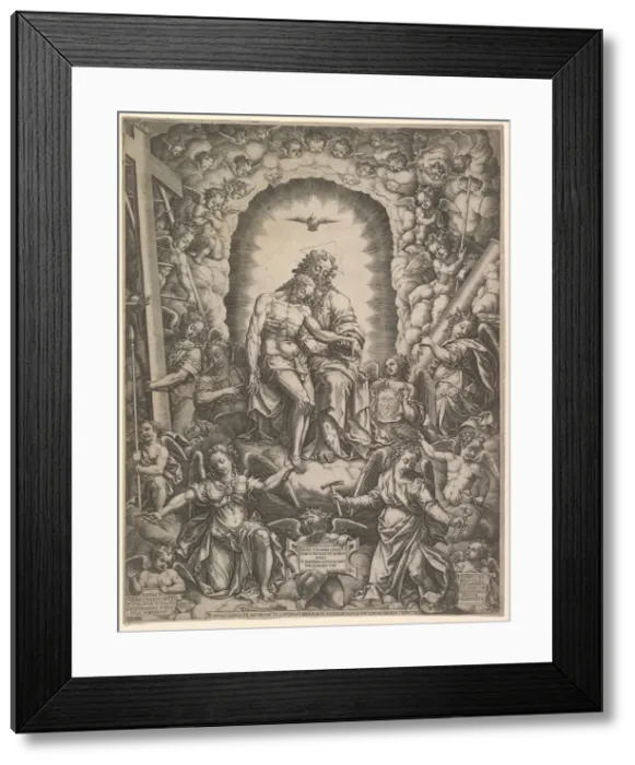 Framed Print : The Trinity, 1576. Creator: Giorgio Ghisi Framed Print : The Trinity, 1576. Creator: Giorgio Ghisi