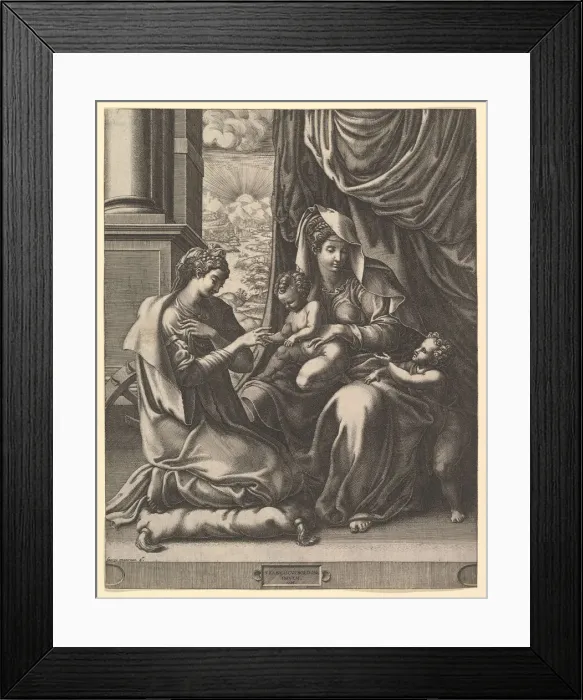 Framed Print : The Mystic Marriage of St. Catherine, ca. 1555-56. Creator: Giorgio Ghisi Framed Print : The Mystic Marriage of St. Catherine, ca. 1555-56. Creator: Giorgio Ghisi