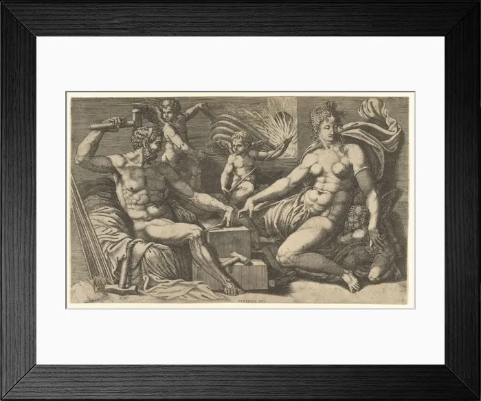 Framed Print : Venus and Vulcan at the Forge, ca. 1555. Creator: Giorgio Ghisi Framed Print : Venus and Vulcan at the Forge, ca. 1555. Creator: Giorgio Ghisi