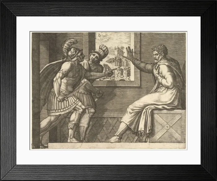 Framed Print : Caius Marius in Prison, two Cimbrian soldiers entering his cell, 1560-69 Framed Print : Caius Marius in Prison, two Cimbrian soldiers entering his cell, 1560-69