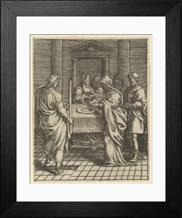 Framed Print : Virgin of Sorrows: The Presentation in the Temple; one of nine surrounding compartments Framed Print : Virgin of Sorrows: The Presentation in the Temple; one of nine surrounding compartments