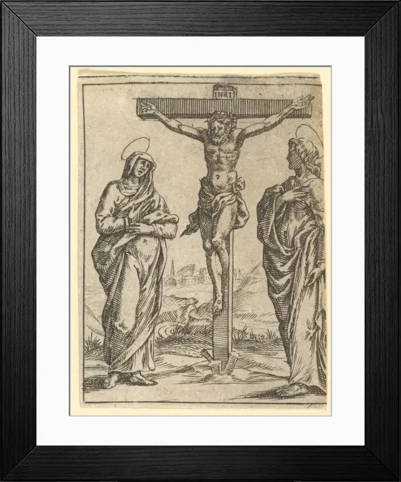 Framed Print : The Virgin of Sorrows: The Crucifixion; one of nine surrounding compartments from the V Framed Print : The Virgin of Sorrows: The Crucifixion; one of nine surrounding compartments from the V