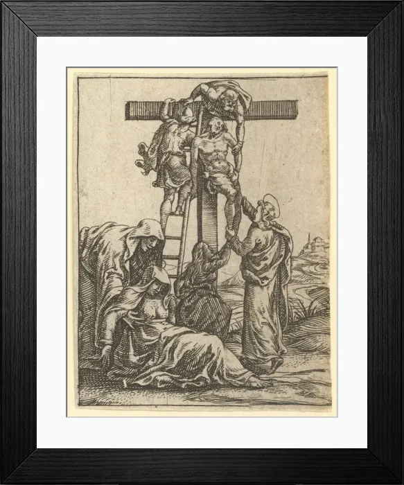 Framed Print : The Virgin of Sorrows: The Descent from the Cross; one of nine surrounding compartments Framed Print : The Virgin of Sorrows: The Descent from the Cross; one of nine surrounding compartments