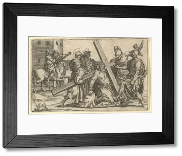 Framed Print : The Virgin of Sorrows: Christ Bearing the Cross; one of nine surrounding compartments f Framed Print : The Virgin of Sorrows: Christ Bearing the Cross; one of nine surrounding compartments f