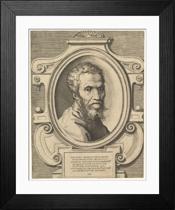 Framed Print : Portrait of Michelangelo, after 1564. Creator: Giorgio Ghisi Framed Print : Portrait of Michelangelo, after 1564. Creator: Giorgio Ghisi