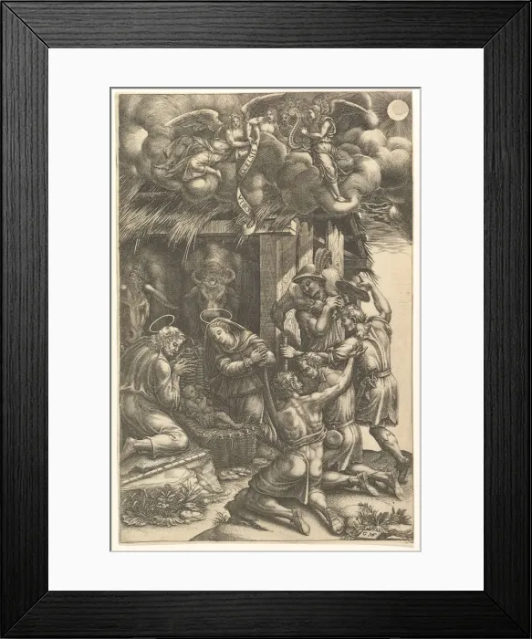 Framed Print : The Adoration of the Shepherds, late 1570s. Creator: Giorgio Ghisi Framed Print : The Adoration of the Shepherds, late 1570s. Creator: Giorgio Ghisi
