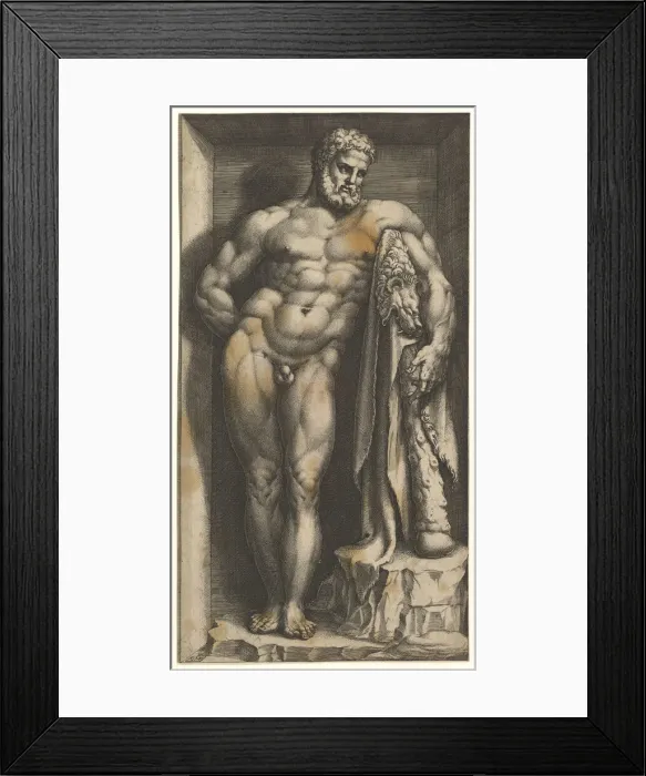 Framed Print : The Farnese Hercules, late 1570s. Creator: Giorgio Ghisi Framed Print : The Farnese Hercules, late 1570s. Creator: Giorgio Ghisi