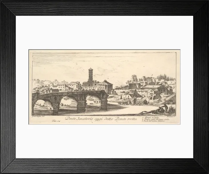 Framed Print : Plate 14: Senatorial Bridge, today called the Ponte Rotto (Broken Bridge). 1. Temple o