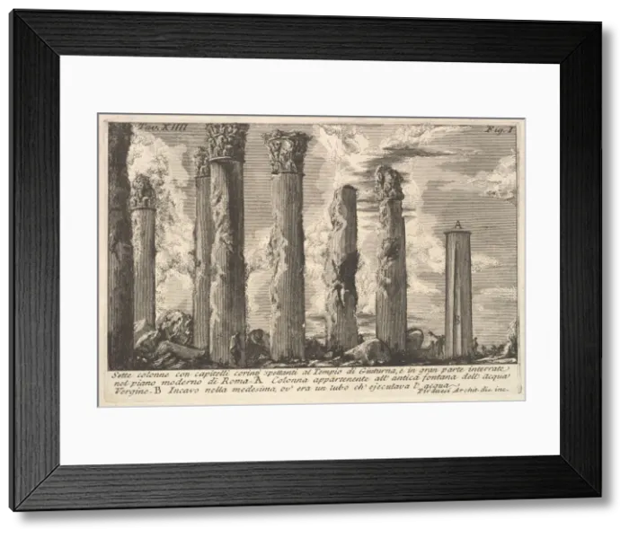 Framed Print : Seven columns of the Temple of Juturna with Corinthian capitals... (Sette colon Framed Print : Seven columns of the Temple of Juturna with Corinthian capitals... (Sette colon