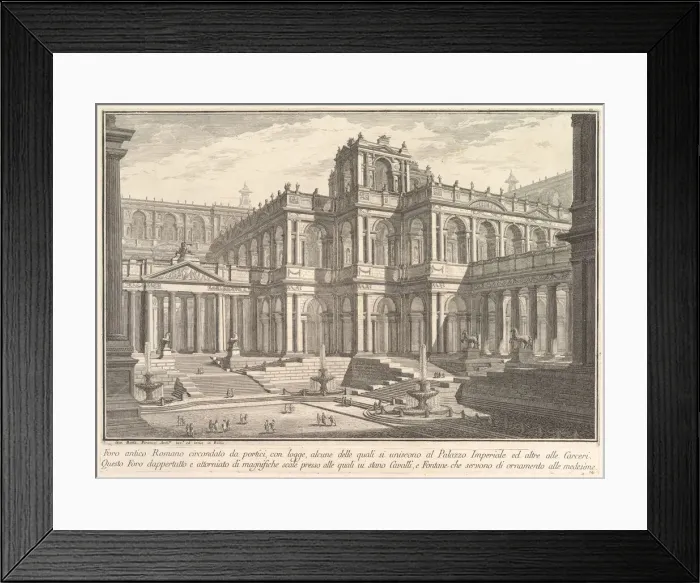 Framed Print : Ancient Roman forum surrounded by porticoes, with loggias, some of which communicate w Framed Print : Ancient Roman forum surrounded by porticoes, with loggias, some of which communicate w