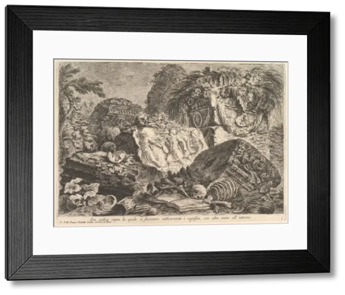 Framed Print : Ancient Altar on which sacrifices were performed in antiquity, surrounded by other rui Framed Print : Ancient Altar on which sacrifices were performed in antiquity, surrounded by other rui