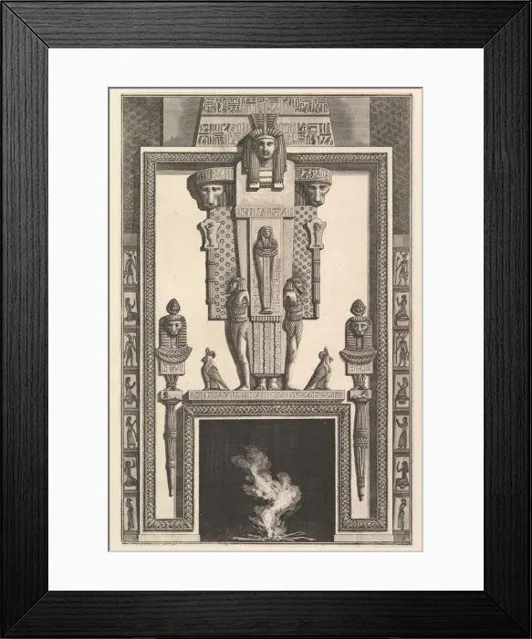 Framed Print : Chimneypiece in the Egyptian style: Mummy superimposed on a large caryatid above Framed Print : Chimneypiece in the Egyptian style: Mummy superimposed on a large caryatid above