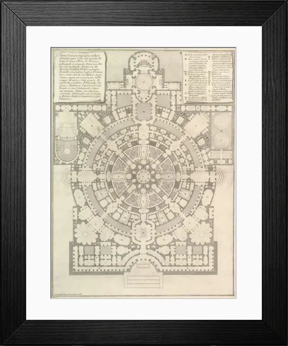 Framed Print : Plan of a spacious and magnificent College designed after the ancient gymnasia of Framed Print : Plan of a spacious and magnificent College designed after the ancient gymnasia of