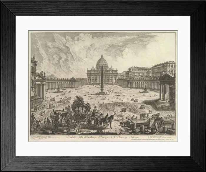 Framed Print : View of St. Peters Basilica and Piazza in the Vatican, from Vedute di Roma (Roman Vie Framed Print : View of St. Peters Basilica and Piazza in the Vatican, from Vedute di Roma (Roman Vie