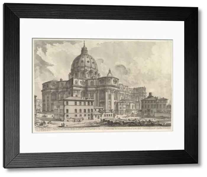 Framed Print : View of the exterior of St. Peters Basilica in the Vatican, from Vedute di Roma (Roma Framed Print : View of the exterior of St. Peters Basilica in the Vatican, from Vedute di Roma (Roma