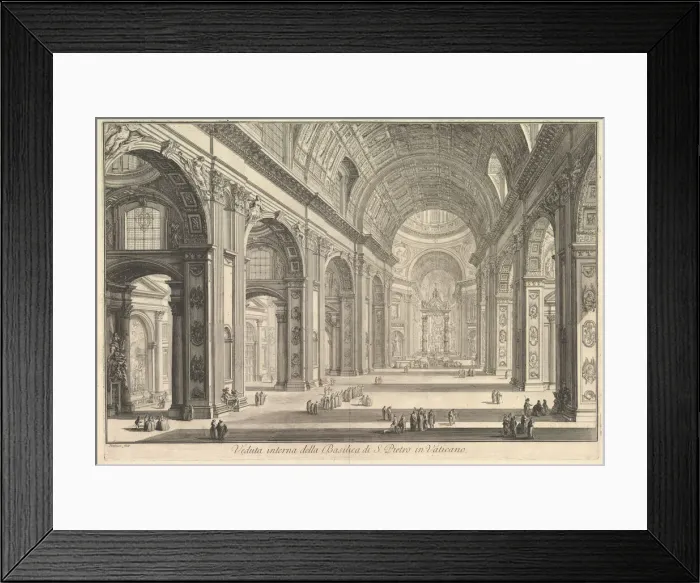 Framed Print : Interior view of St. Peters Basilica in the Vatican, from Vedute di Roma (Roman Views) Framed Print : Interior view of St. Peters Basilica in the Vatican, from Vedute di Roma (Roman Views)