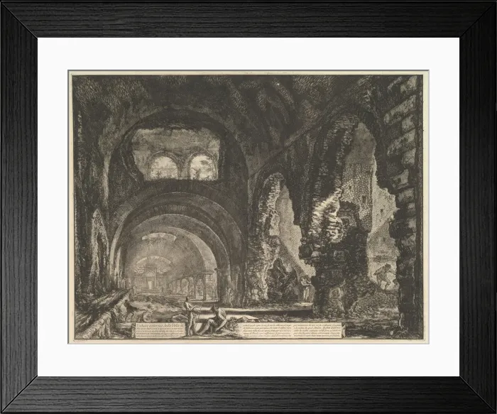 Framed Print : The so-called Villa of Maecenas at Tivoli. Interior with two figures in the opening of Framed Print : The so-called Villa of Maecenas at Tivoli. Interior with two figures in the opening of