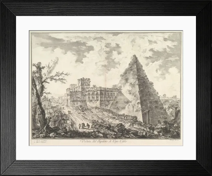 Framed Print : The Pyramid of Caius Cestius, with the Porta S. Paolo and adjoining road (Veduta del S Framed Print : The Pyramid of Caius Cestius, with the Porta S. Paolo and adjoining road (Veduta del S