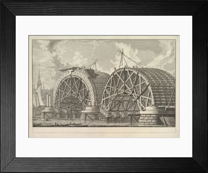 Framed Print : A view of part of the intended Bridge at Blackfriars, London, ca. 1764 Framed Print : A view of part of the intended Bridge at Blackfriars, London, ca. 1764