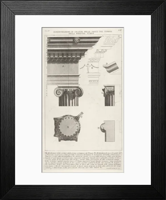 Framed Print : Cornice and column from the Temple of Fortuna Virilis (Tempio della Fortuna Virile) Framed Print : Cornice and column from the Temple of Fortuna Virilis (Tempio della Fortuna Virile)