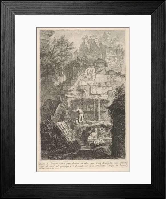 Framed Print : Plate 6: Ruins of an ancient tomb in front of ruins of an ancient aqueduct Framed Print : Plate 6: Ruins of an ancient tomb in front of ruins of an ancient aqueduct