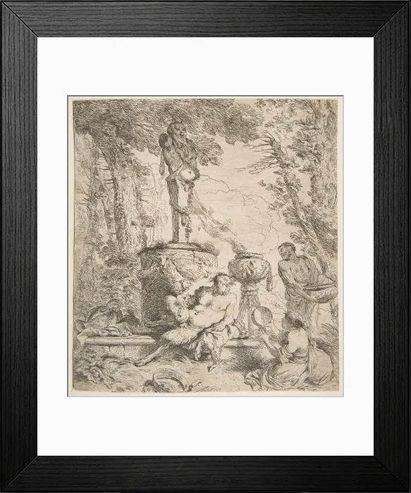 Framed Print : Bacchanal before an altar to the gods, ca. 1645. Creator: Giovanni Benedetto Castiglione Framed Print : Bacchanal before an altar to the gods, ca. 1645. Creator: Giovanni Benedetto Castiglione
