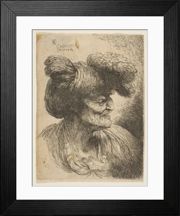 Framed Print : Bust of beardless old man in profile facing right, from the series of Small Heads Framed Print : Bust of beardless old man in profile facing right, from the series of Small Heads