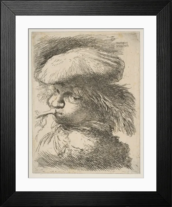 Framed Print : Young man with a trumpet facing left, from the series of Small Heads in Oriental... ca Framed Print : Young man with a trumpet facing left, from the series of Small Heads in Oriental... ca